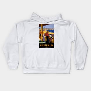 Vintage Travel Poster Australia Beach Kids Hoodie